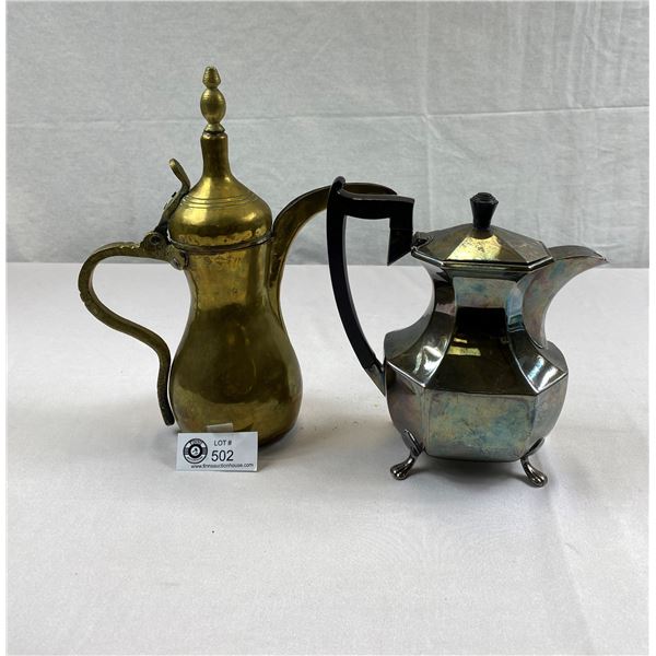 Nice Silver Plate Coffee Pot And Turkish Brass Coffee Pot