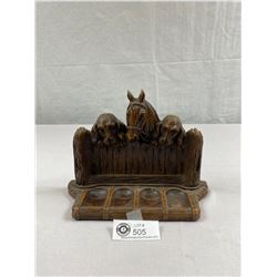 1950's Wood Pipe Stand With Horse And Dogs