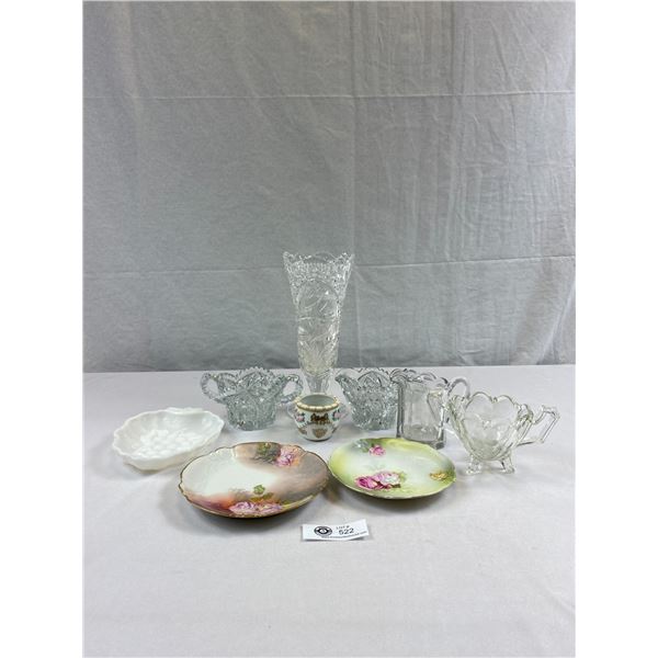 Decorative Glass Lot Of Vases, Cream And Sugar Dishes, Etc.