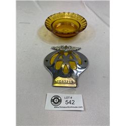 AA Automotive License Plate Topper with Delwebb Hotel Ash Tray