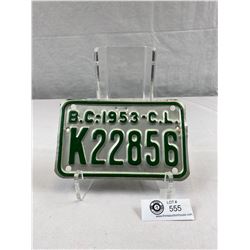 1953 BC Commercial License Plate