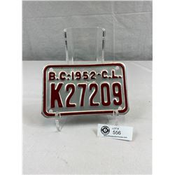 1952 BC Commercial License Plate