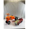 Image 1 : Vintage Metal And Plastic Tonka Fire Truck And Plastic Tractor Pedal Car