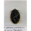 Image 2 : Large Carved Nefertiti Black Onyx Pendant Gold Plated