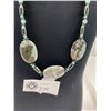 Image 2 : Beautiful Hematite and Real Stone Necklace, Approx. 24"L