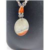 Image 2 : Very Nice 24" Necklace and Pendant with .925 Clasp. Carnelian,Howelite,Labradorite & Jasper Pendant