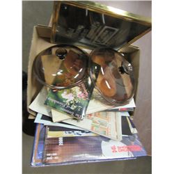 BOX WITH LIDS, PICTURE FRAME, COOKBOOKS, ETC