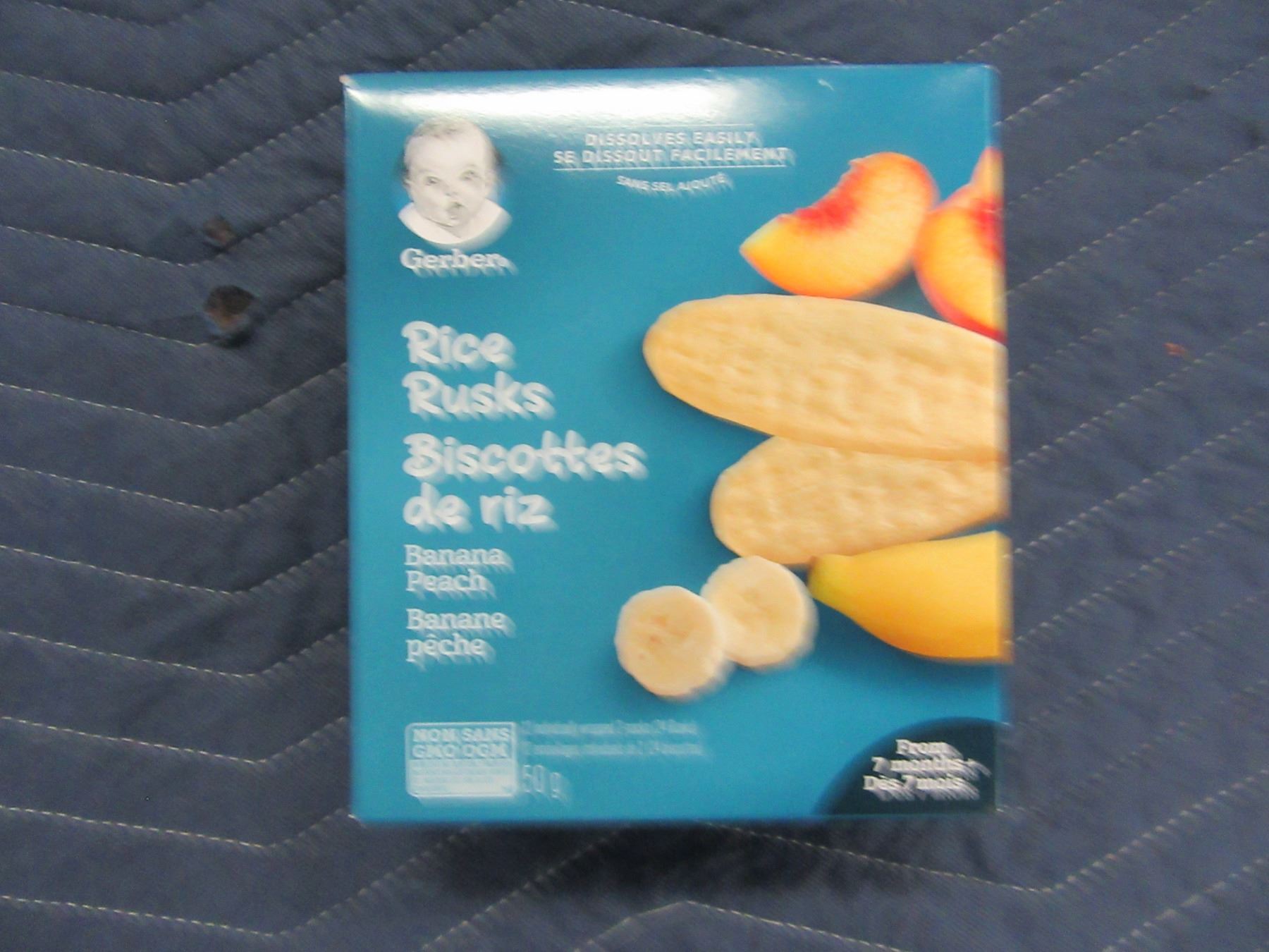 GERBER RICE RUSK BANANA PEACH CRACKERS (50 G) PER BOX