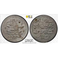 TURKEY: Abdul Hamid I, 1774-1789, AR 10 para, Kostantiniye, AH1187 year 1. PCGS AU