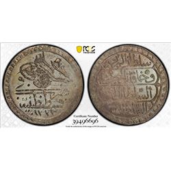 TURKEY: Mahmud II, 1808-1839, AR 5 para (beshlik), Kostantiniye, AH1223 year 14. PCGS MS63