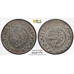 TURKEY: Mahmud II, 1808-1839, AR 100 para (yuzluk), Kostantiniye, AH1223 year 25. NGC MS63