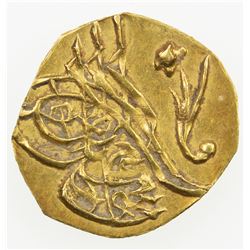 TURKEY: Mahmud II, 1808-1839, AV 1/4 zeri mahmub (0.45g), Kostantiniye, AH1223 year 4. VF