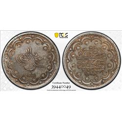 TURKEY: Abdul Mejid, 1839-1861, AR 20 kurush, Kostantiniye, AH1255 year 8. PCGS AU50