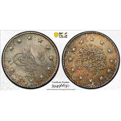 TURKEY: Abdul Hamid II, 1876-1909, AR kurush, Kostantiniye, AH1293 year 28. PCGS MS65