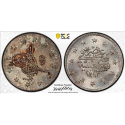 TURKEY: Abdul Hamid II, 1876-1909, AR 2 kurush, Kostantiniye, AH1293 year 11. PCGS MS65