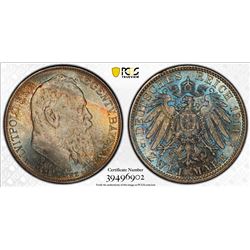 BAVARIA: Otto I, 1886-1913, AR 2 mark, 1911-D. PCGS MS66