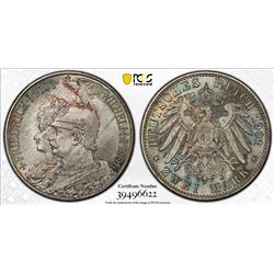 PRUSSIA: Wilhelm II, 1888-1918, AR 2 mark, 1901. PCGS MS67