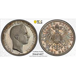 SAXE-COBURG-GOTHA: Karl Eduard, 1900-1918, AR 2 mark, 1905-A. PCGS PF65