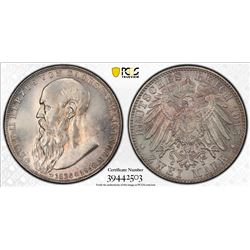 SAXE-MEININGEN: Bernhard III, 1914-1918, AR 2 mark, 1915. PCGS MS66