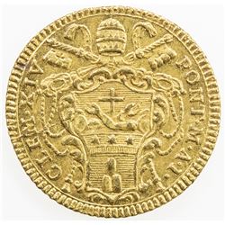 PAPAL STATES: Clement XIV, 1769-1774, AV zecchino (3.44g), 1769 year 1. EF