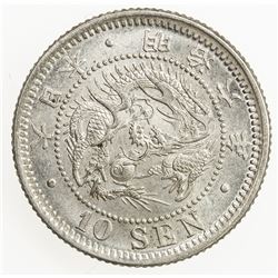 JAPAN: Meiji, 1868-1912, AR 10 sen, year 6 (1873). UNC