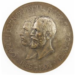 ROMANIA: Carol I, as King, 1881-1914, AE medal (91.41g), 1906. EF