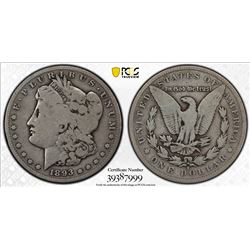 UNITED STATES: AR dollar, 1893-S, PCGS graded G6, Morgan type.
