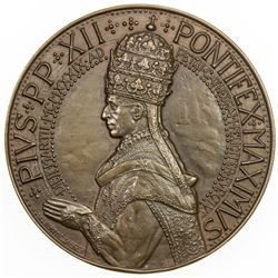 VATICAN: Pius XII, 1939-1958, AE medal (165g), 1939. AU