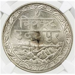 MEWAR: Fatteh Singh, 1884-1929, AR rupee, VS1985. NGC MS63