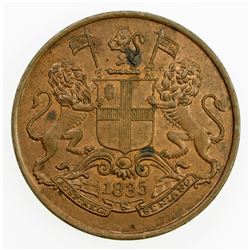BRITISH INDIA: William IV, 1830-1837, AE 1/4 anna, 1835(m). AU-UNC