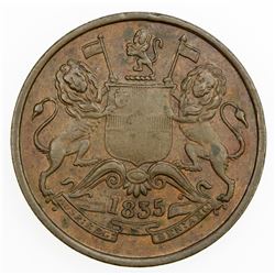 BRITISH INDIA: William IV, 1830-1837, AE 1/2 anna, 1835(m). EF-AU