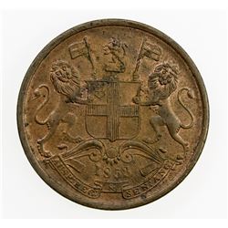 BRITISH INDIA: Victoria, Queen, 1837-1876, AE 1/2 pice, 1853(c). AU