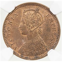 BRITISH INDIA: Victoria, Empress, 1876-1901, AE 1/12 anna, 1895(c). NGC MS63
