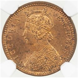 BRITISH INDIA: Victoria, Empress, 1876-1901, AE 1/12 anna, 1897-C. NGC MS64