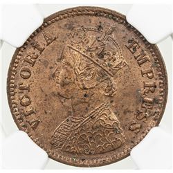 BRITISH INDIA: Victoria, Empress, 1876-1901, AE 1/2 pice, 1897(c). NGC MS62
