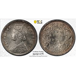 BRITISH INDIA: Victoria, Empress, 1876-1901, AR 2 annas, 1900-B, PCGS graded MS63