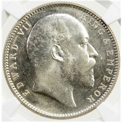 BRITISH INDIA: Edward VII, 1901-1910, AR rupee, 1903(c), KM-508, NGC graded MS63.