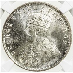 BRITISH INDIA: George V, 1910-1936, AR rupee, 1916(b), KM-524, NGC graded MS63+.