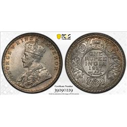 BRITISH INDIA: George V, 1910-1917, AR rupee, 1917(b), KM-524, PCGS graded MS65.