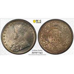 BRITISH INDIA: George V, 1910-1917, AR rupee, 1919(c), KM-524, PCGS graded MS64.