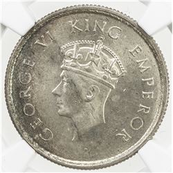 BRITISH INDIA: George VI, 1936-1947, AR ½ rupee, 1939(c), KM-549, long trefoils, NGC MS64