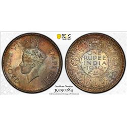 BRITISH INDIA: George VI, 1936-1947, AR rupee, 1940(b), PCGS graded MS64.