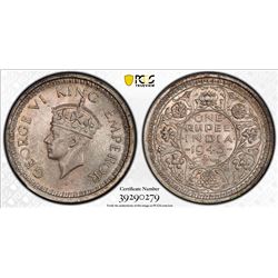 BRITISH INDIA: George VI, 1936-1947, AR rupee, 1945(b)