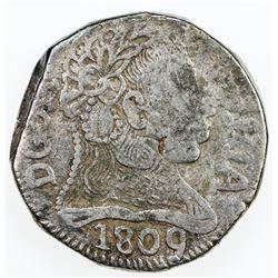 GOA: Maria I, 1777-1816, AR rupia (10.76g), 1809, KM-219, bust of Maria I right, Very Good to Fine.