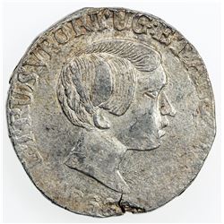 GOA: Pedro V, 1853-1861, AR rupia (10.92g), 1860, KM-279, VF.