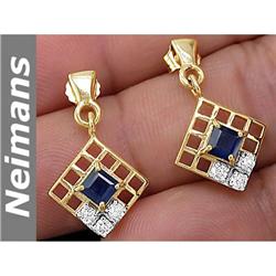 Gem Certified 1.00 ct Sapphire & VS Diamond Ring 14kt