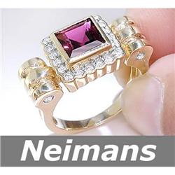 Certified .50 ct Blue & White Diamond Cocktail Ring 14k