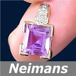 Certified 3.75 ct Citrine & Sapphire Pendant 14kt Gold