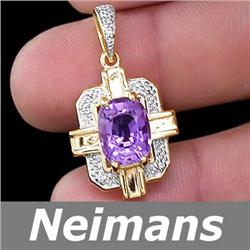 Certified 4.00 ct Aquamarine & Diamond Pendant 14K Gold