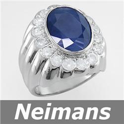 USGL Certified 3.25 ct Citrine & Sapphire Ring 14K Gold